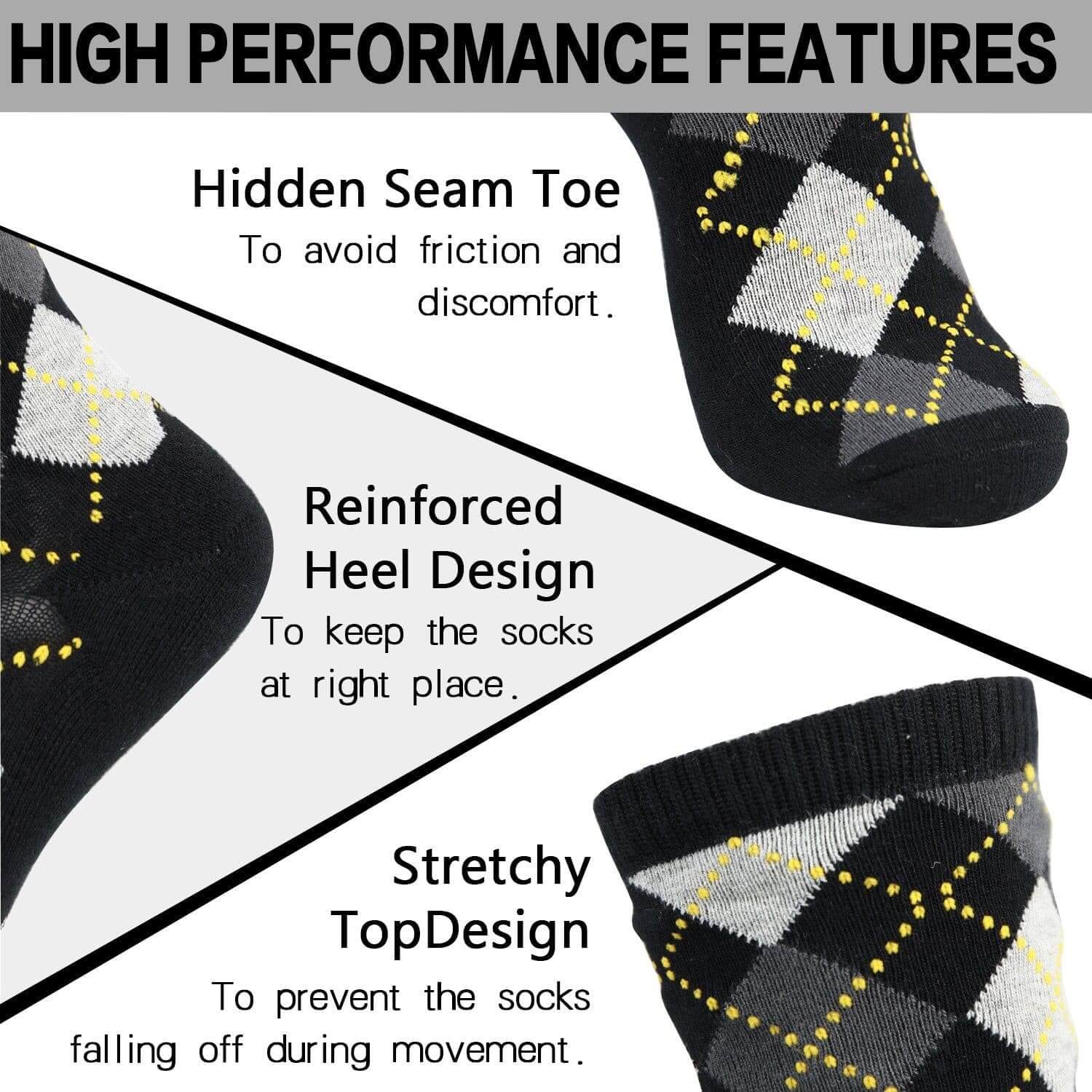 Design Bamboo Crew Argyle Dress Socks Cushioned, 6 Pairs - md-diab